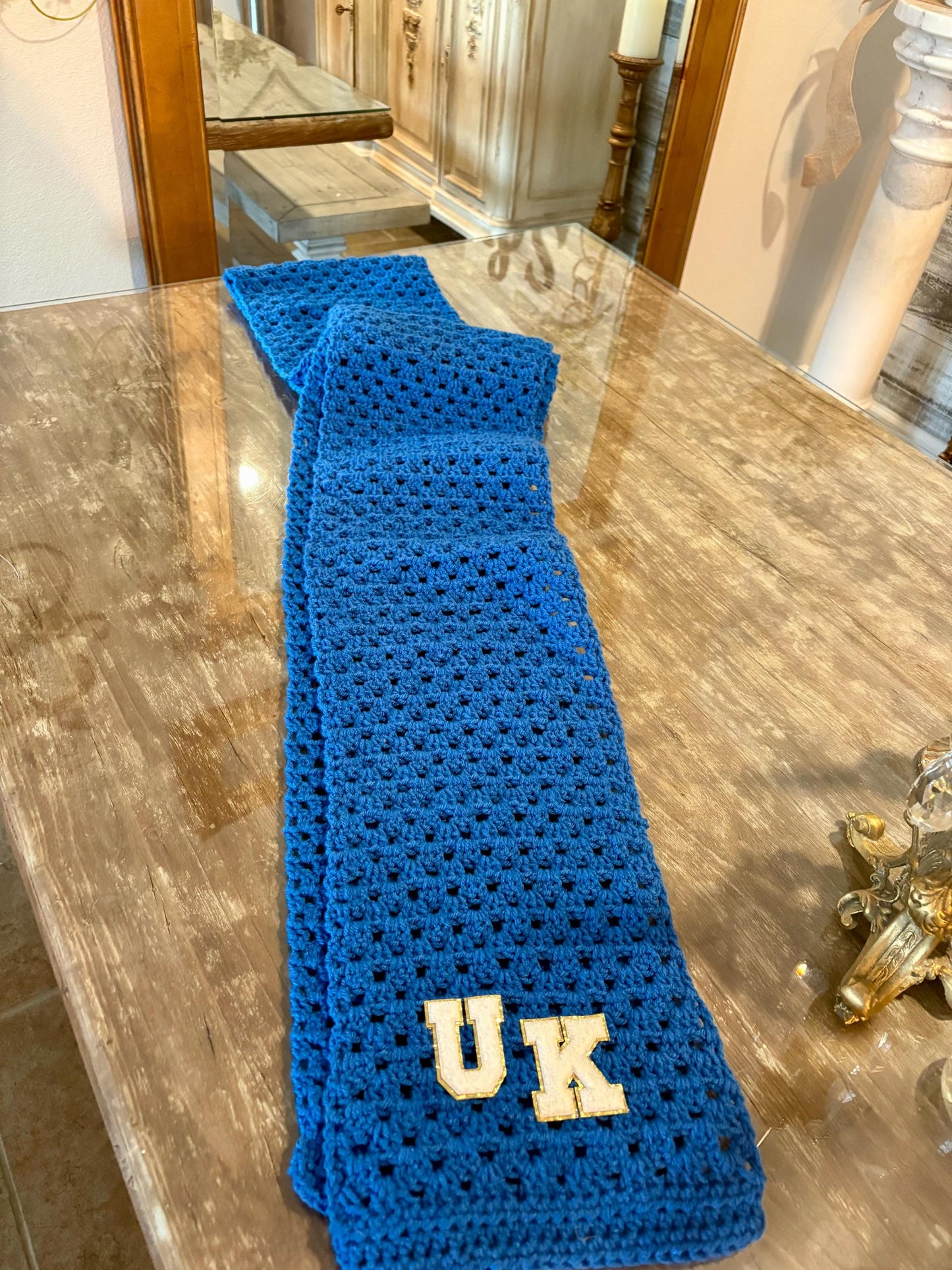 Big and Tall Handmade Crochet Scarf | Crochet Granny Square Scarf | Blue Handmade Crochet Scarf | Long Chunky Crochet Winter Scarf