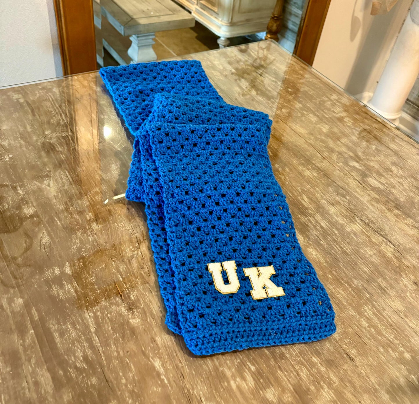 Big and Tall Handmade Crochet Scarf | Crochet Granny Square Scarf | Blue Handmade Crochet Scarf | Long Chunky Crochet Winter Scarf