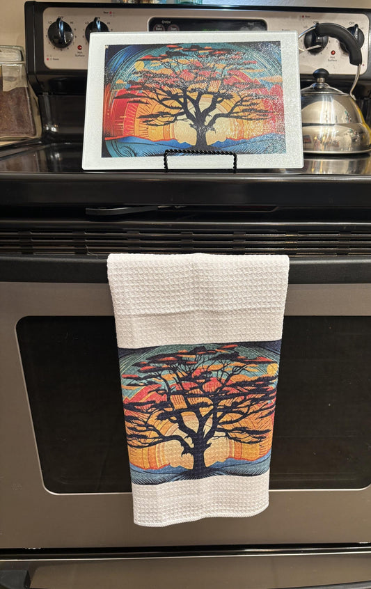 Tempered Glass Cutting Board | Personalized Glass Cutting Board | Personalized Wedding Gift | Glass Cutting Board | Tree of Life Design