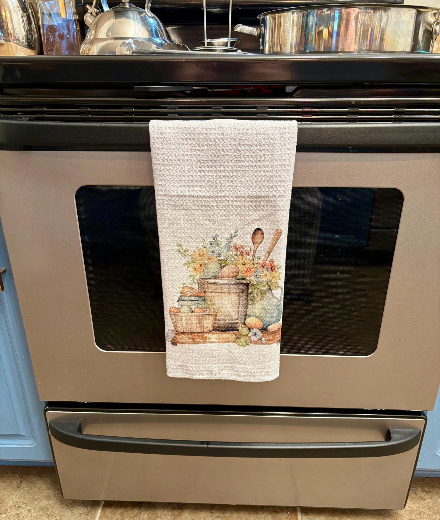 Rustic Utensils Kitchen Towels | Waffle Weave Dish Towels | Microfiber Dish Towel | Farmhouse Chic Decor | New Home Gift for Cook