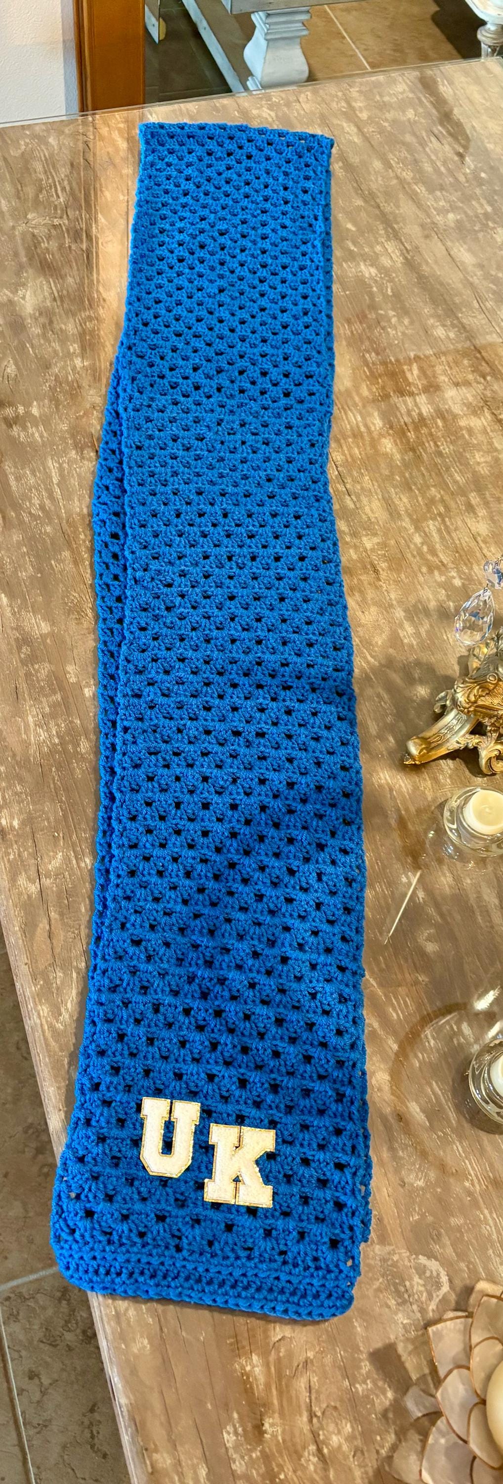 Big and Tall Handmade Crochet Scarf | Crochet Granny Square Scarf | Blue Handmade Crochet Scarf | Long Chunky Crochet Winter Scarf