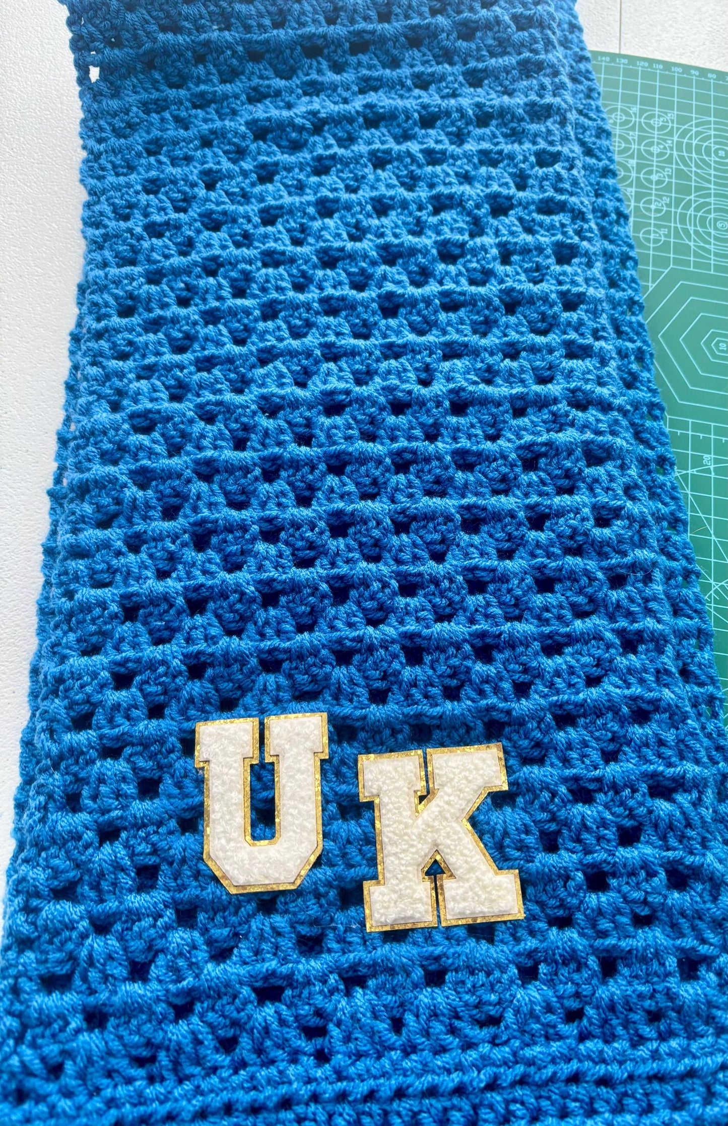 Big and Tall Handmade Crochet Scarf | Crochet Granny Square Scarf | Blue Handmade Crochet Scarf | Long Chunky Crochet Winter Scarf