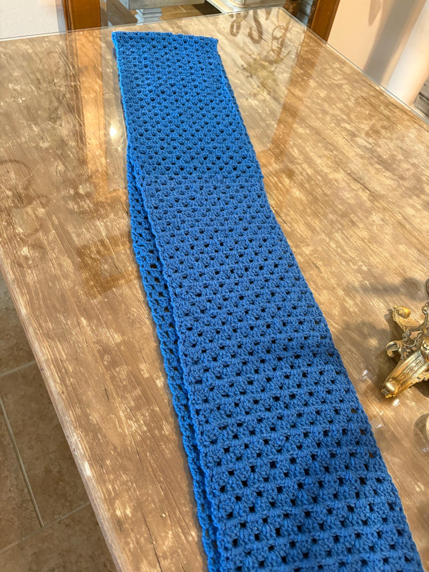 Big and Tall Handmade Crochet Scarf | Crochet Granny Square Scarf | Blue Handmade Crochet Scarf | Long Chunky Crochet Winter Scarf