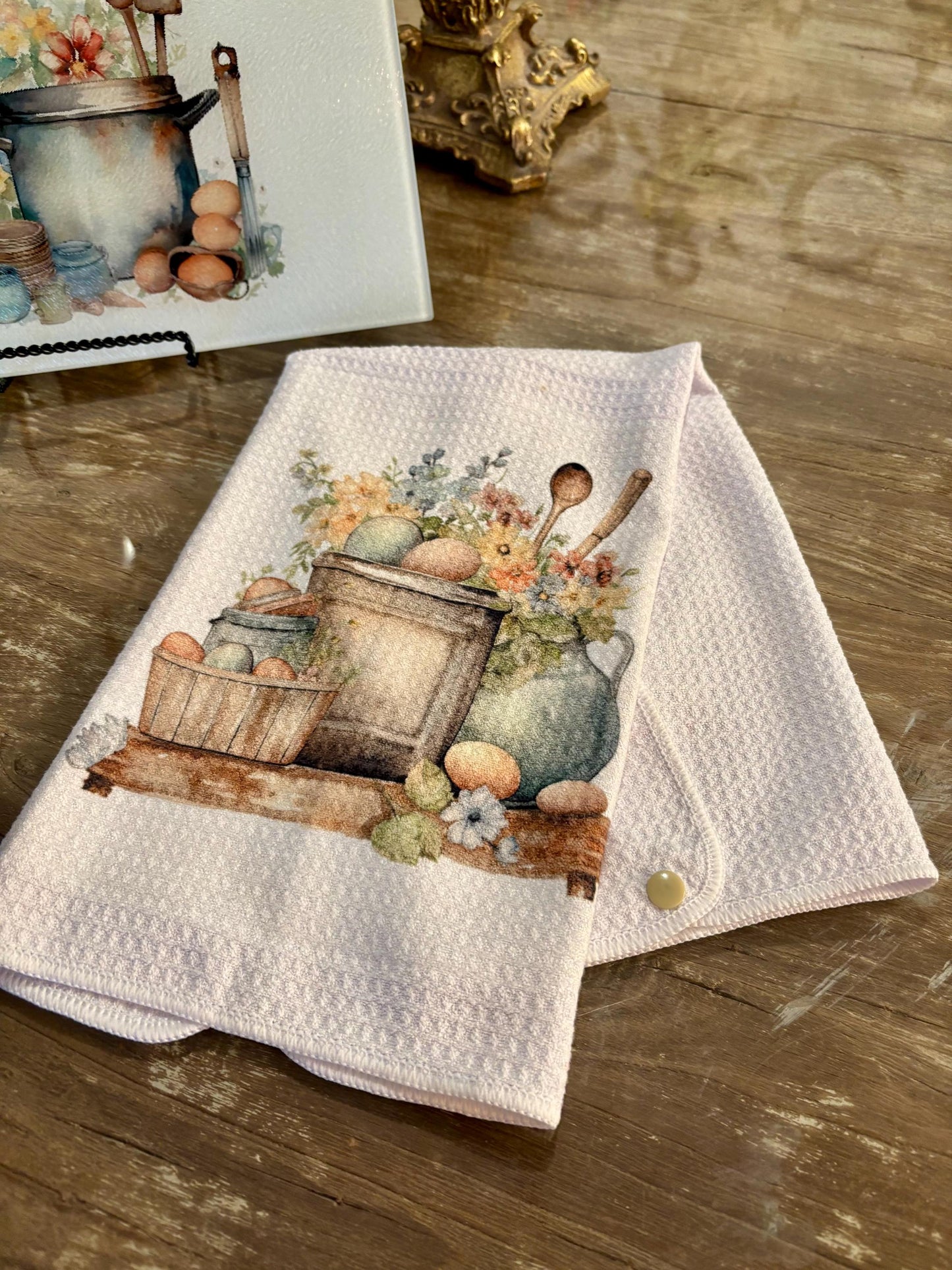 Rustic Utensils Kitchen Towels | Waffle Weave Dish Towels | Microfiber Dish Towel | Farmhouse Chic Decor | New Home Gift for Cook